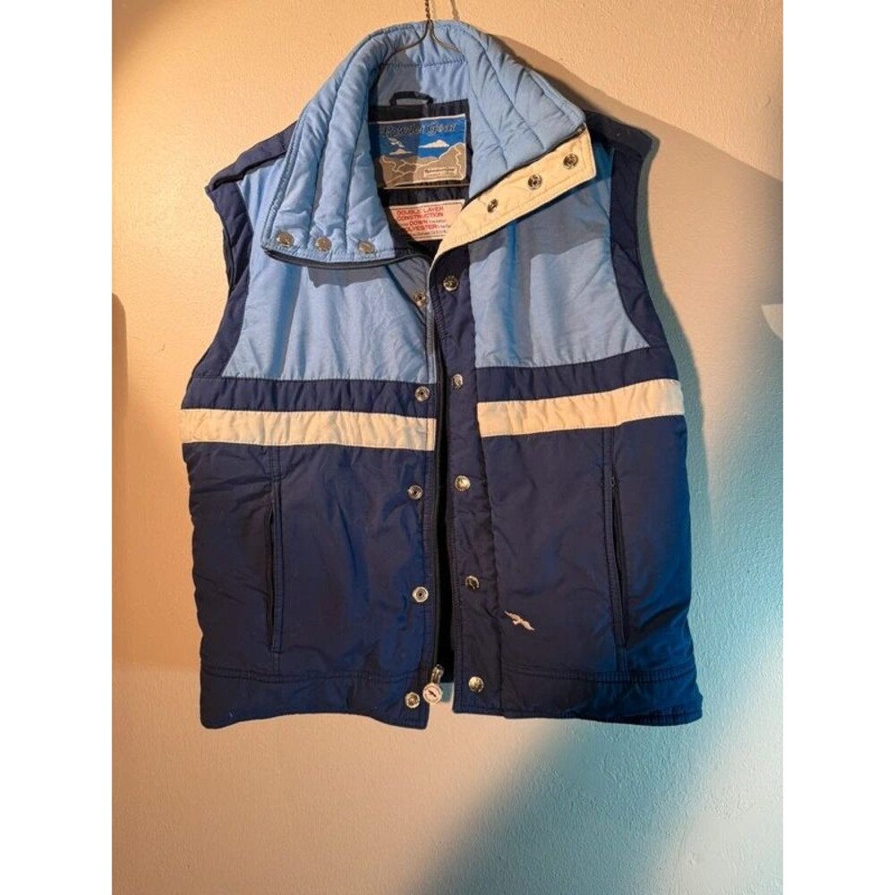 Vintage Powder Gear Blue Puffer Colorblock Down Ski Vest M